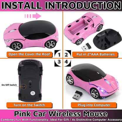 Wireless Sports Car Mouse – 2.4GHz USB Optical Mouse for PC & Laptop