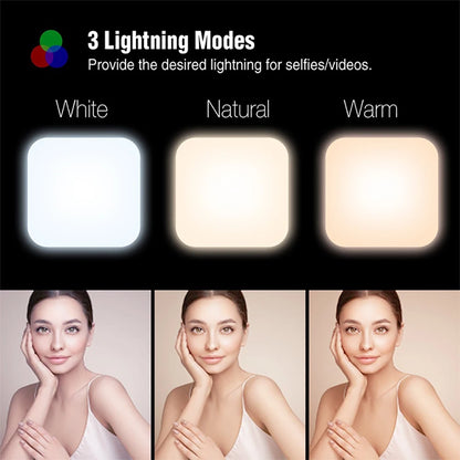 3 Modes Adjustable Brightness Portable Mini Selfie Fill Light Rechargeable Clip on for Phone Laptop Tablet Meeting Make Up