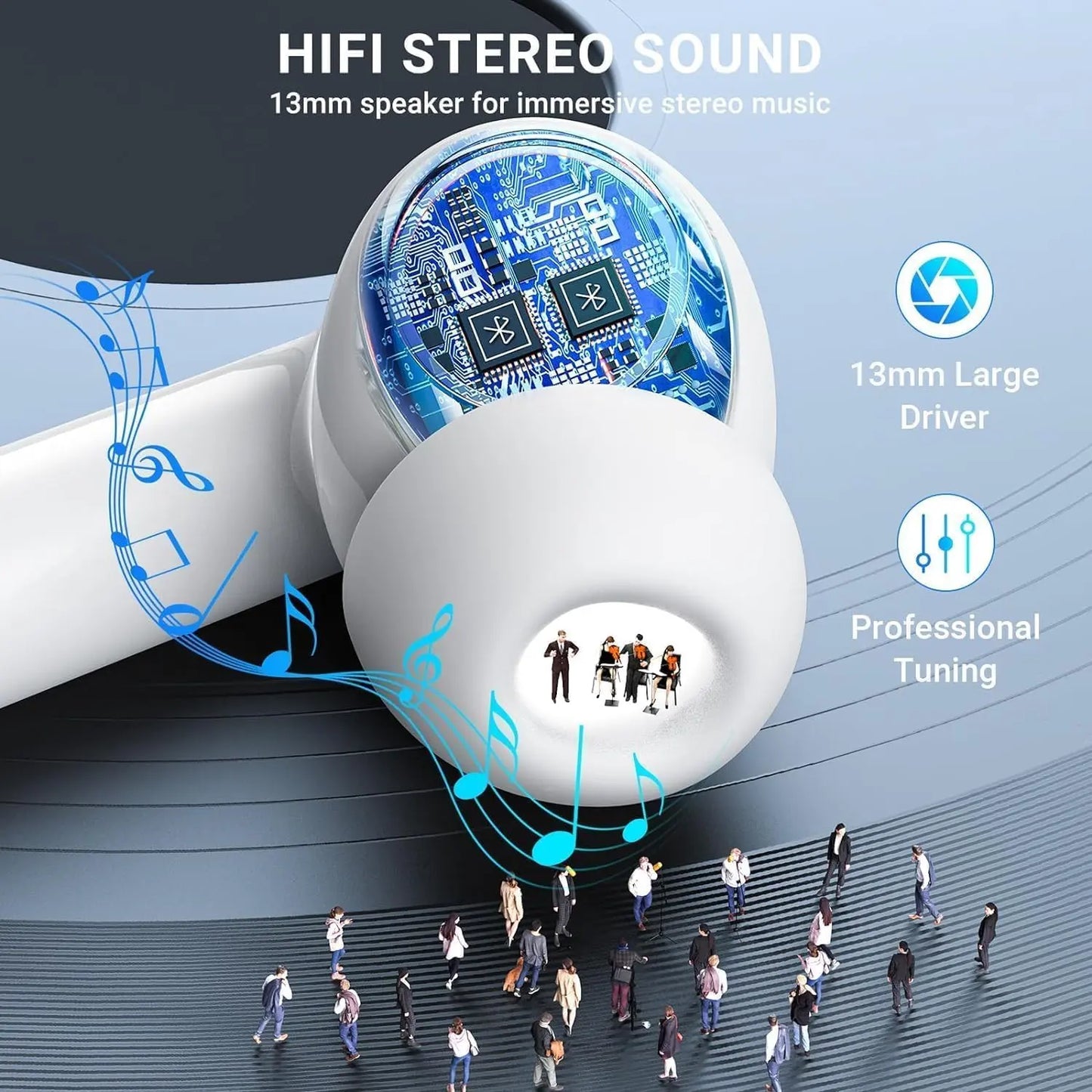 Experience Unmatched Sound Quality with Wireless Bluetooth Earbuds - USB-C Charging Case, Long Battery Life, and Effortless Pairing for Music and Movies